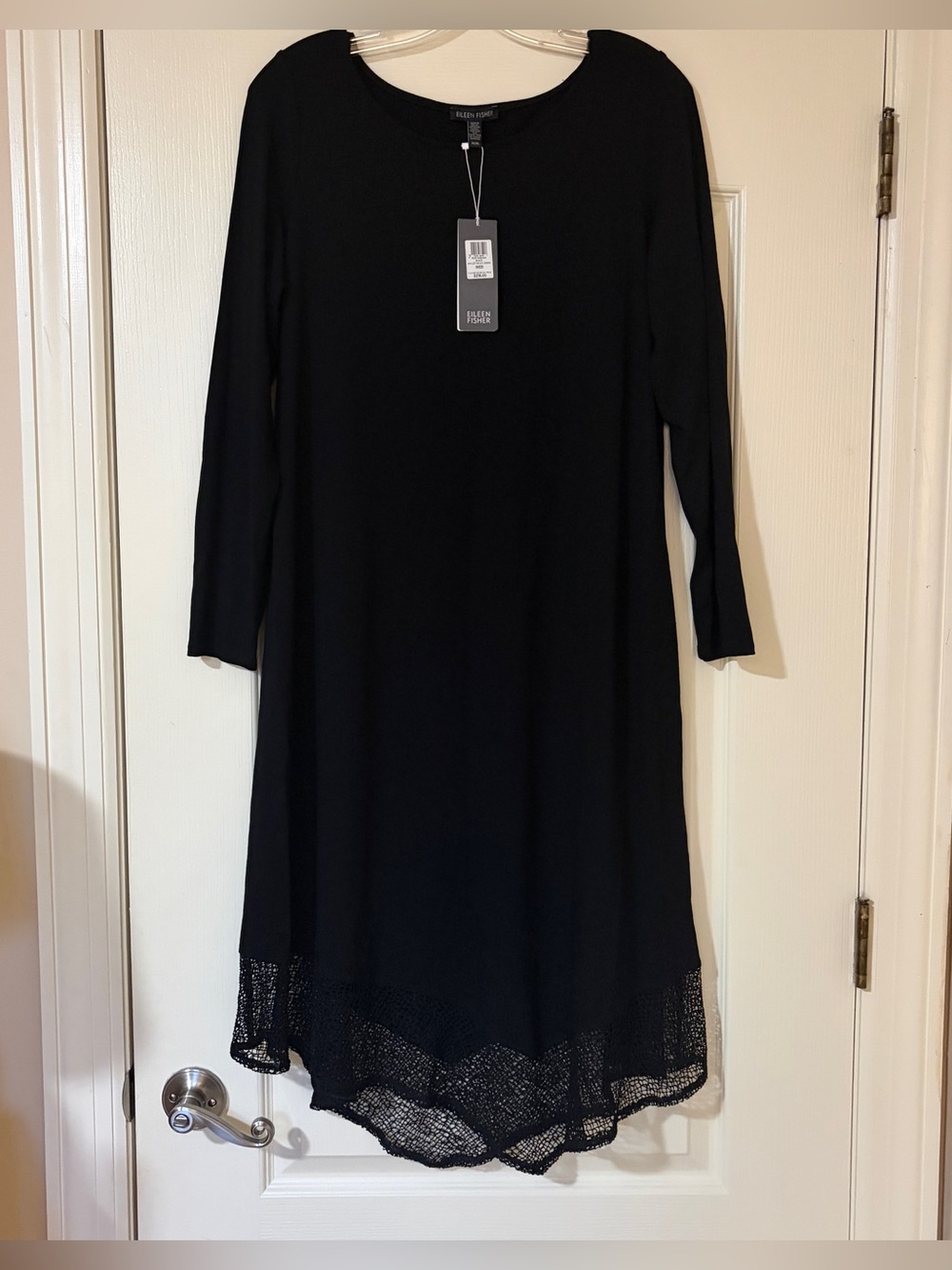 NWT Eileen Fisher Black Long Sleeve Knit Dress
